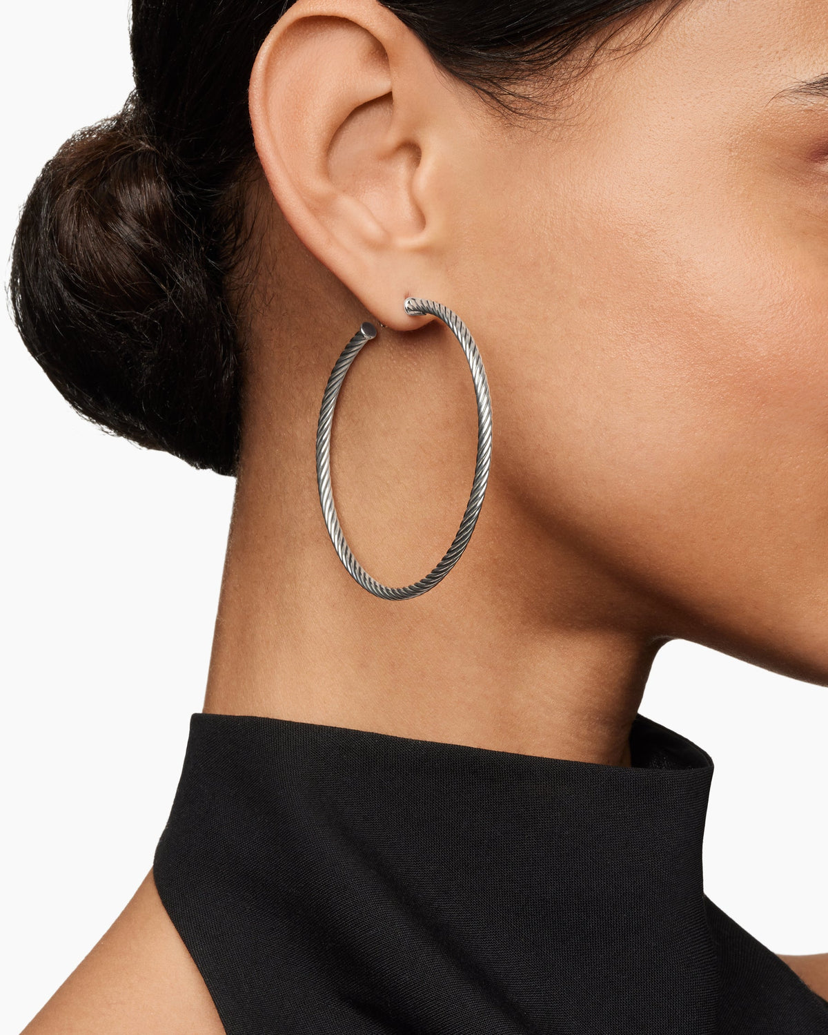 David Yurman Cable Hoop Earrings in Sterling Silver, 2.5in David Yurman Women’s