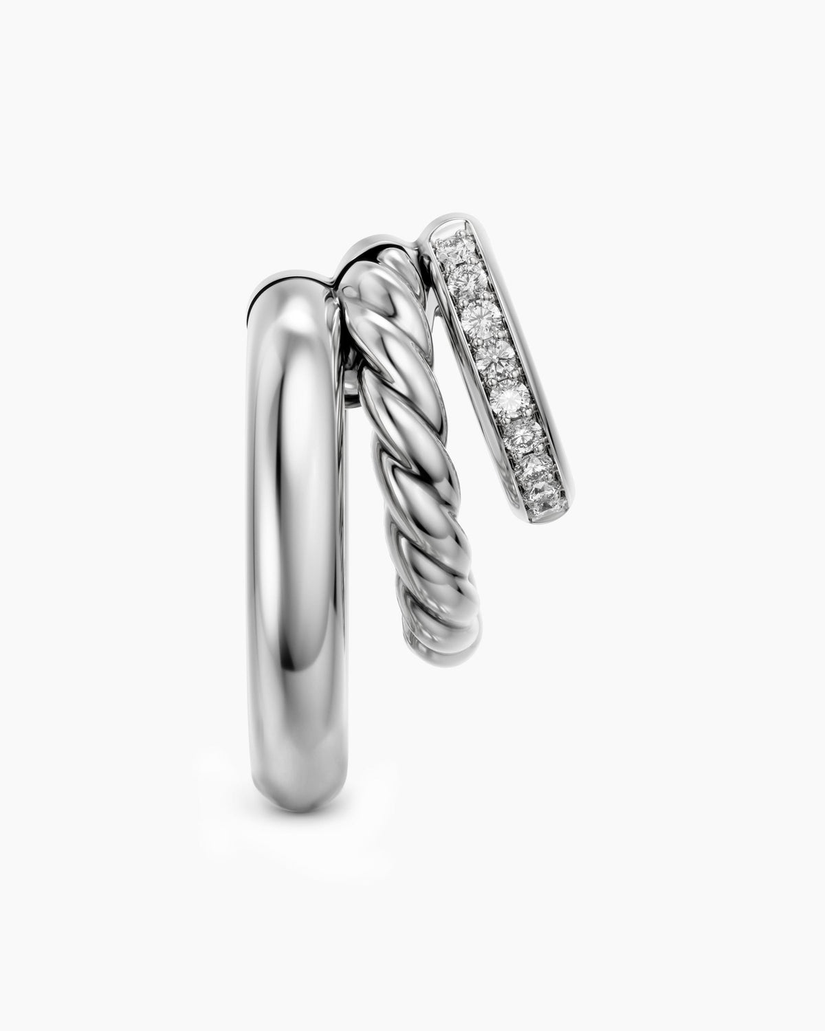David Yurman DY Mercer® Multi Row Earrings in Sterling Silver with Diamonds, 18mm David Yurman Women’s