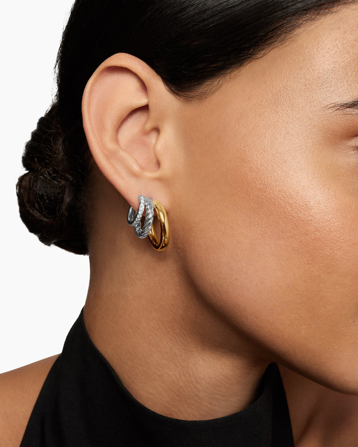 David Yurman DY Mercer Three Row Hoop Earrings David Yurman Women’s