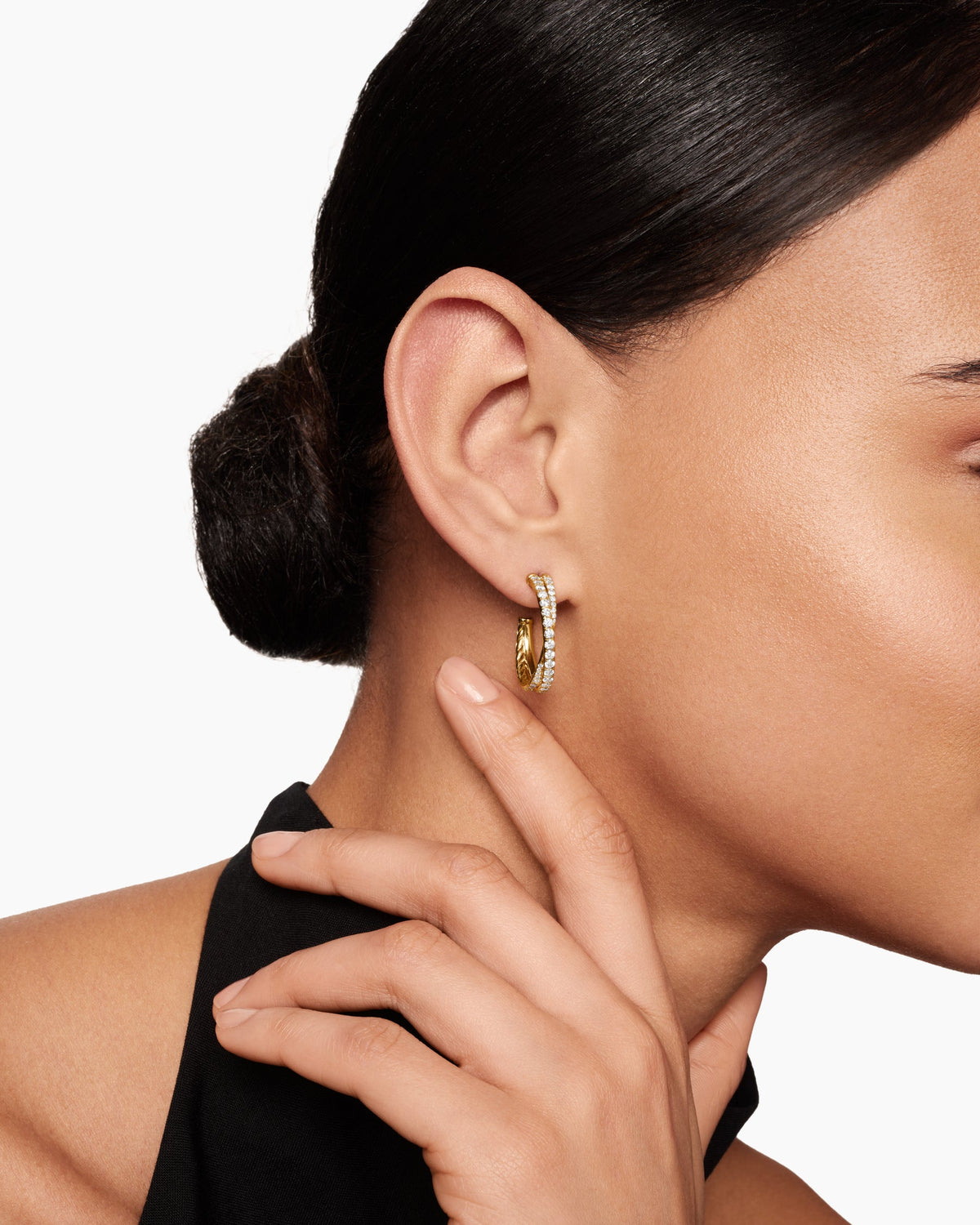 David Yurman Pavé Crossover Hoop Earrings David Yurman Women’s