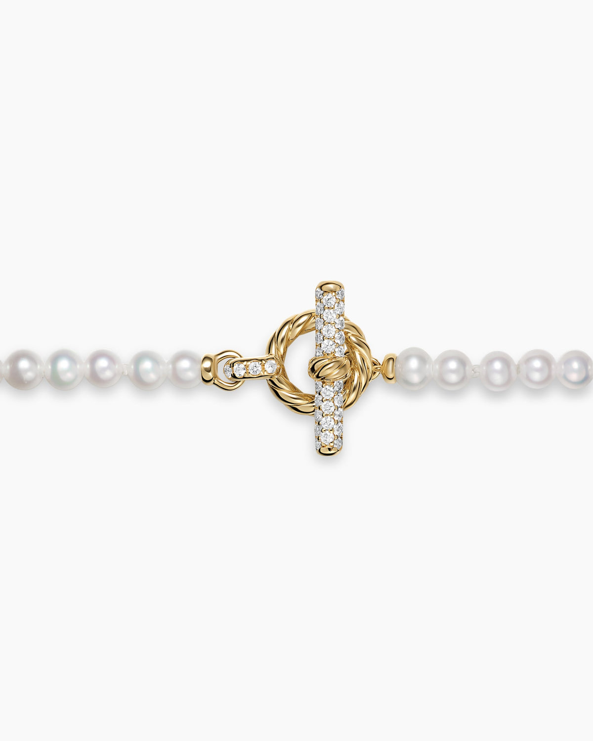 David Yurman Pearl Classics Petite Toggle Necklace in 18K Yellow Gold with Diamonds, 3mm David Yurman Women’s