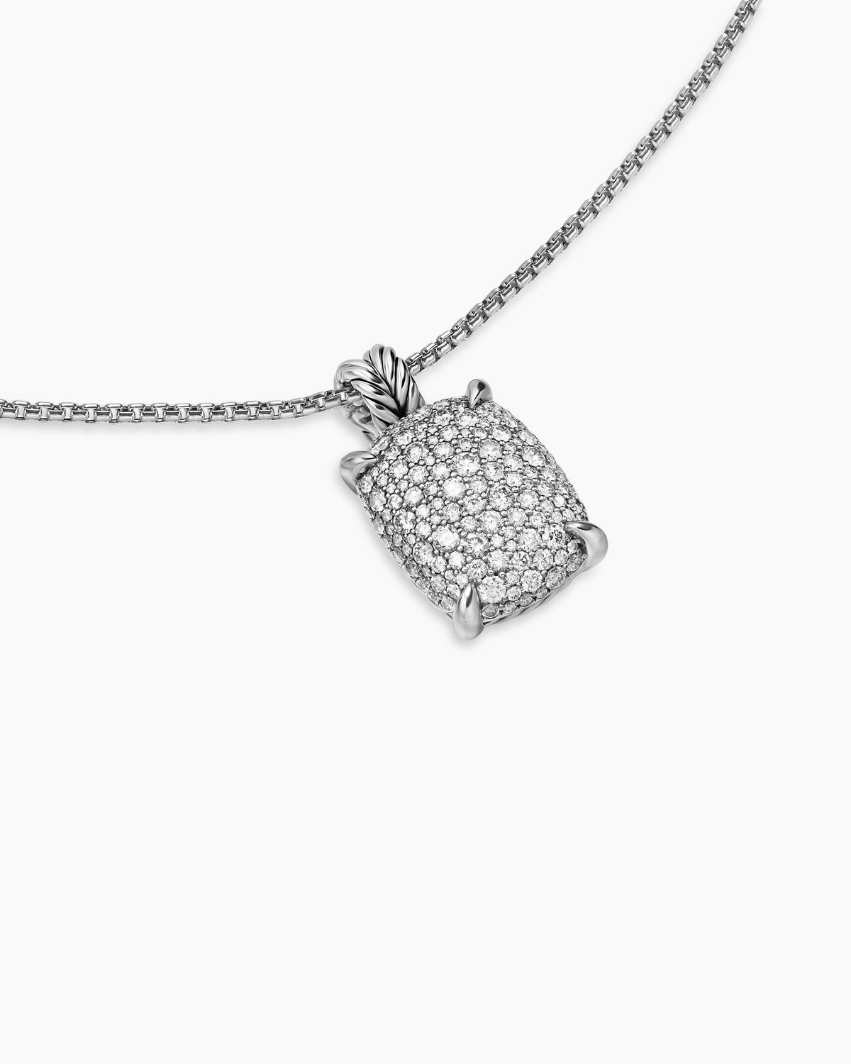 David Yurman Chatelaine® Elongated Pendant Necklace in Sterling Silver with Diamonds, 19mm David Yurman Women’s