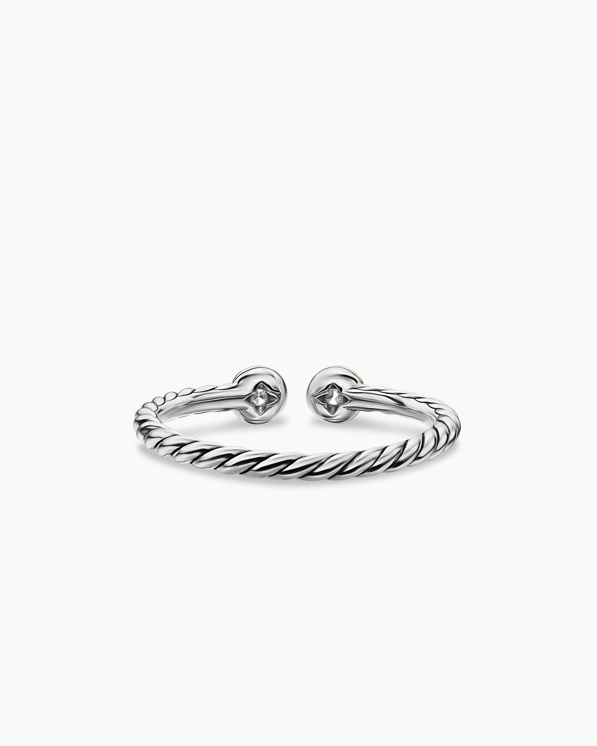 David Yurman Cable Open Round Ring in Sterling Silver with 14K Yellow Gold and Diamonds, 1.7mm David Yurman Women’s