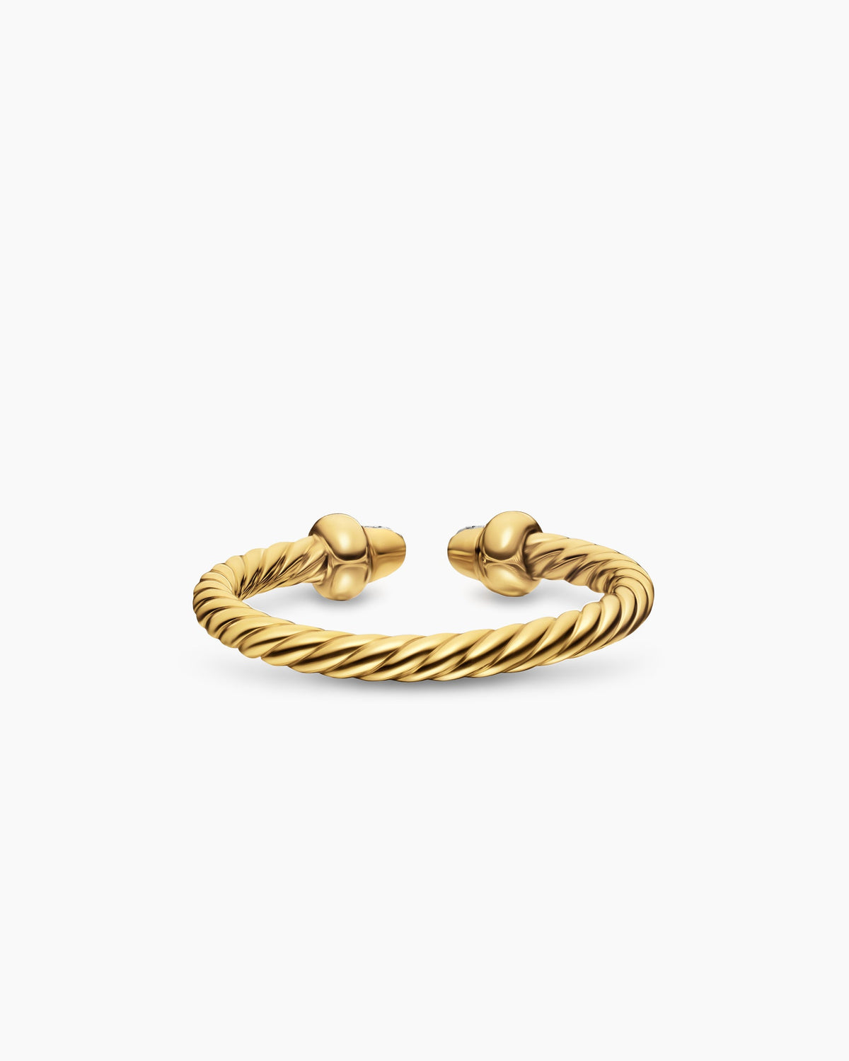 David Yurman Micro Cablespira Flex Open Ring in 18K Yellow Gold with Pavé Domes, 2.5mm David Yurman Women’s