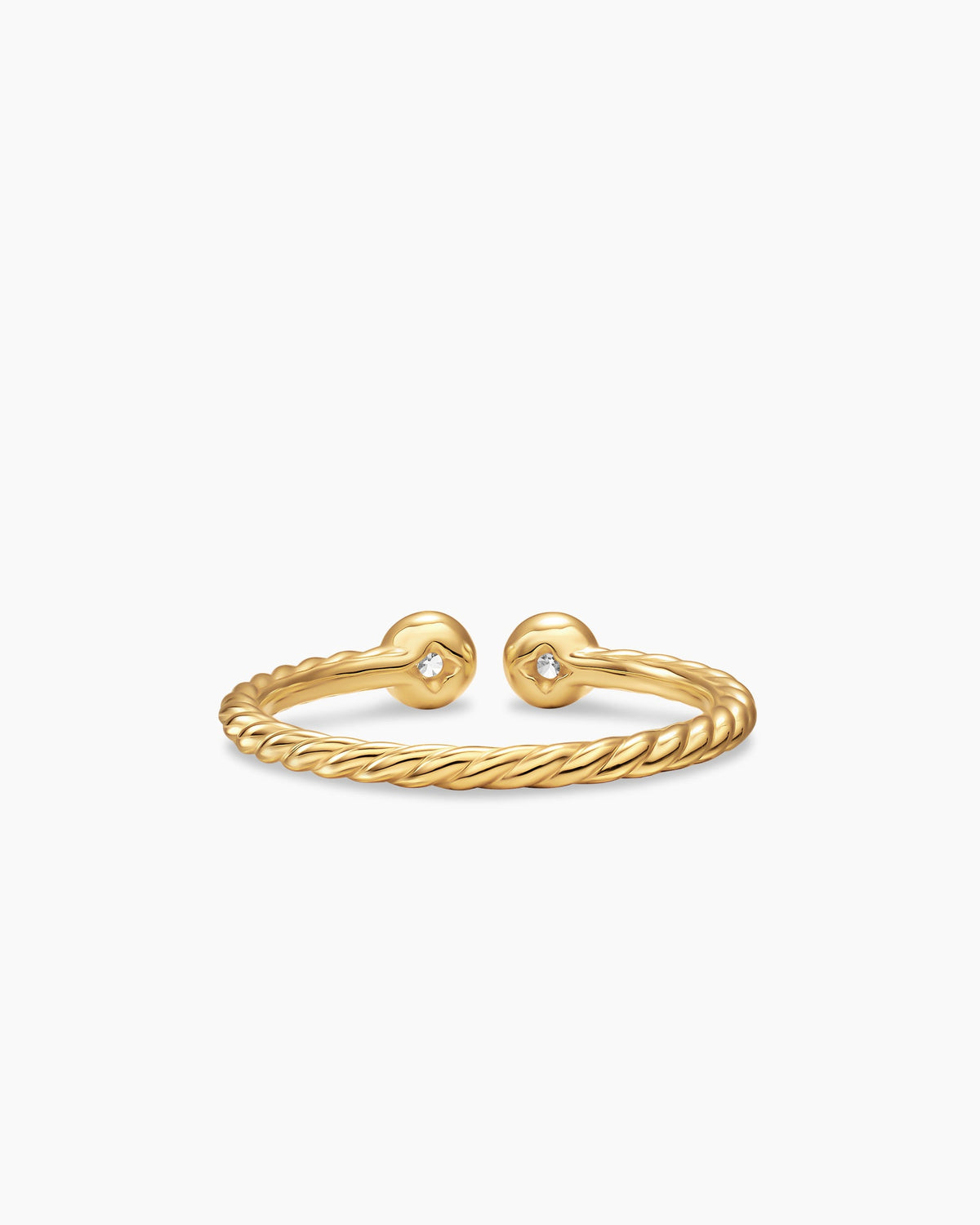 David Yurman Cable Open Round Ring in 18K Yellow Gold with Diamonds, 1.7mm David Yurman Women’s