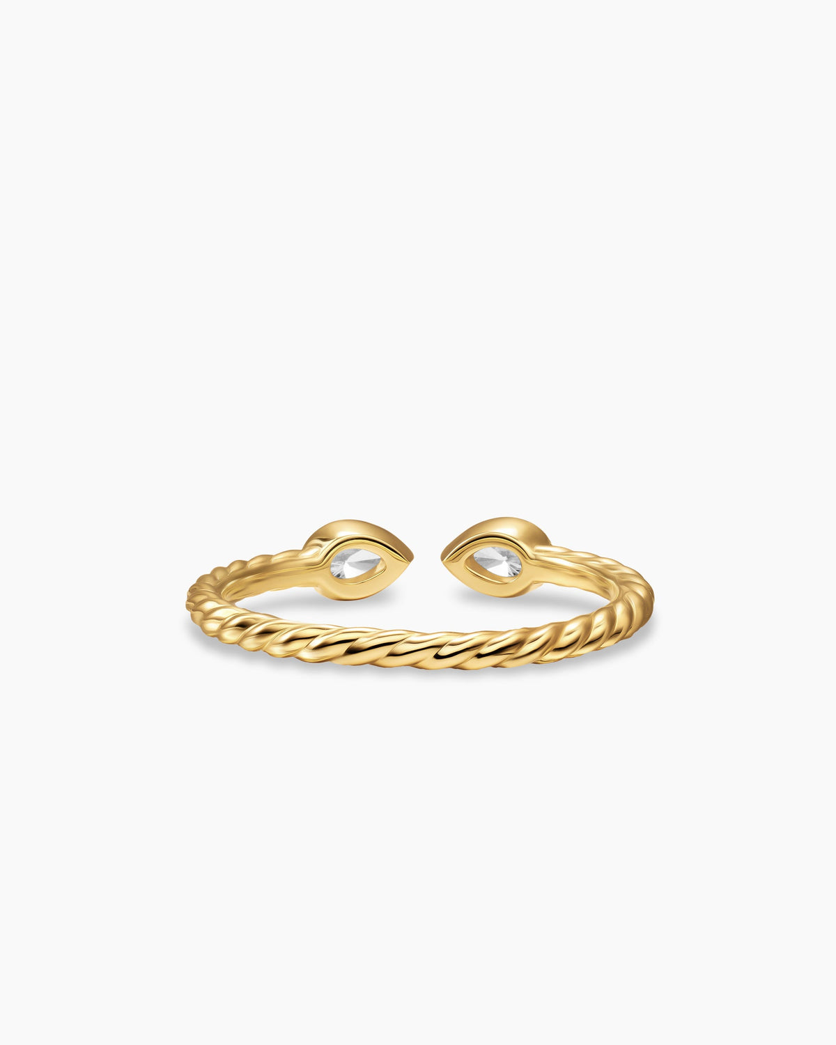 David Yurman Cable Open Pear Ring in 18K Yellow Gold with Diamonds, 1.7mm David Yurman Women’s