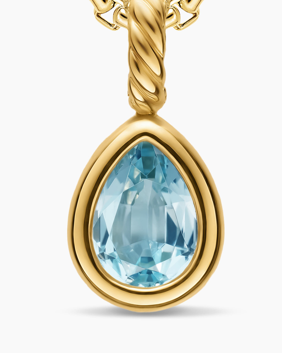 David Yurman Mini Pear Cut Amulet in 18K Yellow Gold with Sky Blue Topaz, 11mm David Yurman Women’s