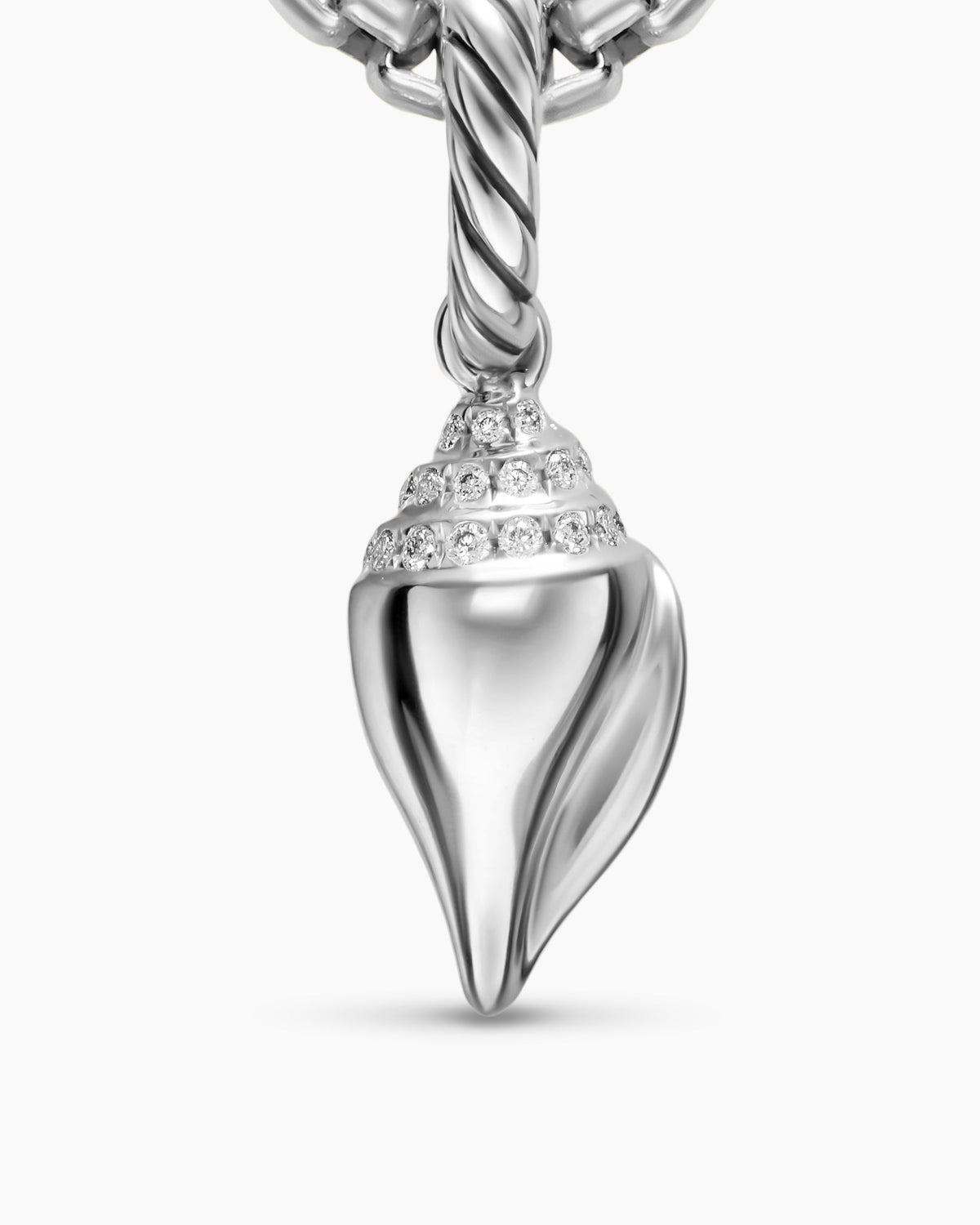 David Yurman Petite Pavé Shell Amulet in Sterling Silver with Diamonds, 15mm David Yurman Women’s