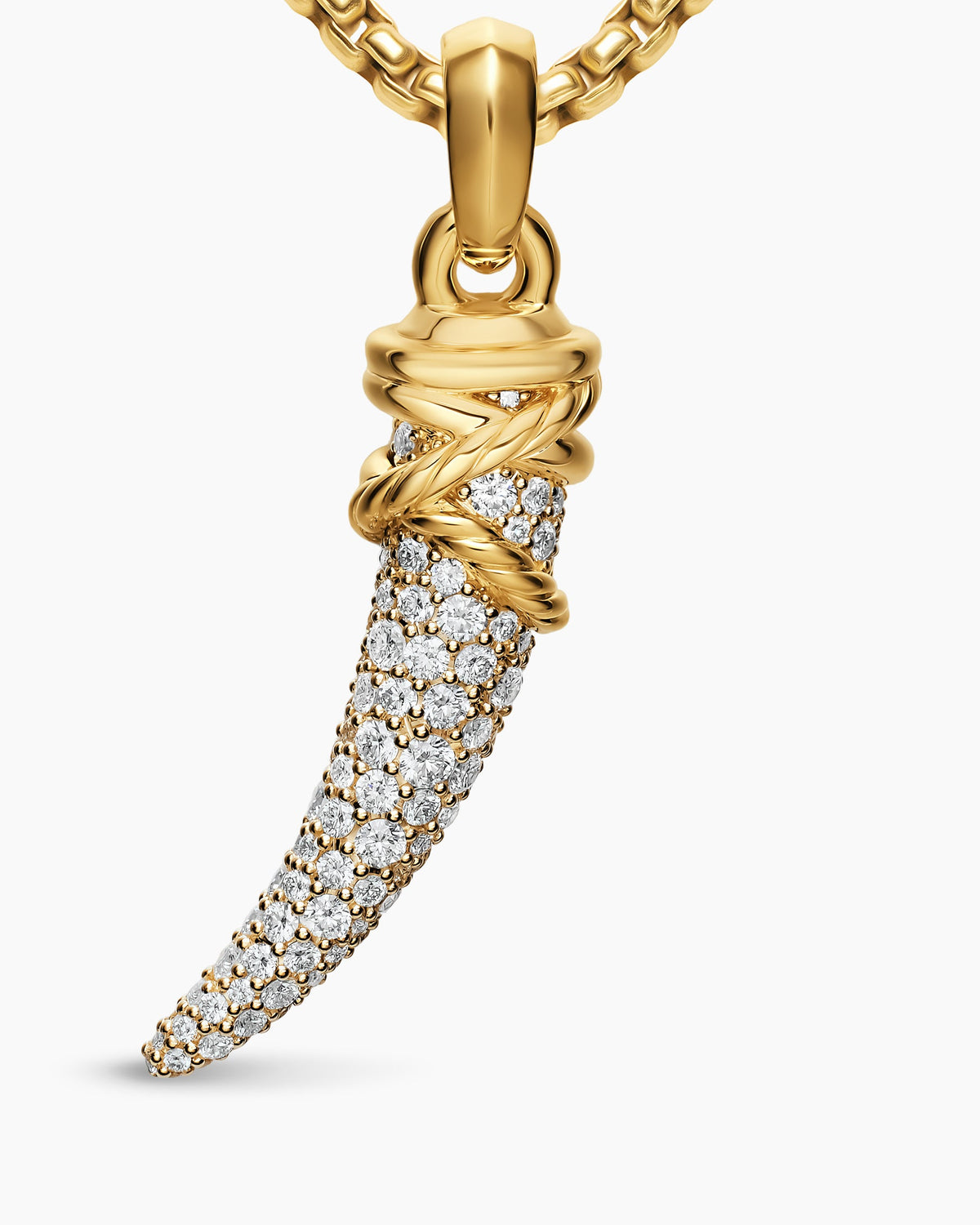 David Yurman Pavé Tusk Amulet in 18K Yellow Gold with Diamonds, 28.8mm David Yurman Women’s