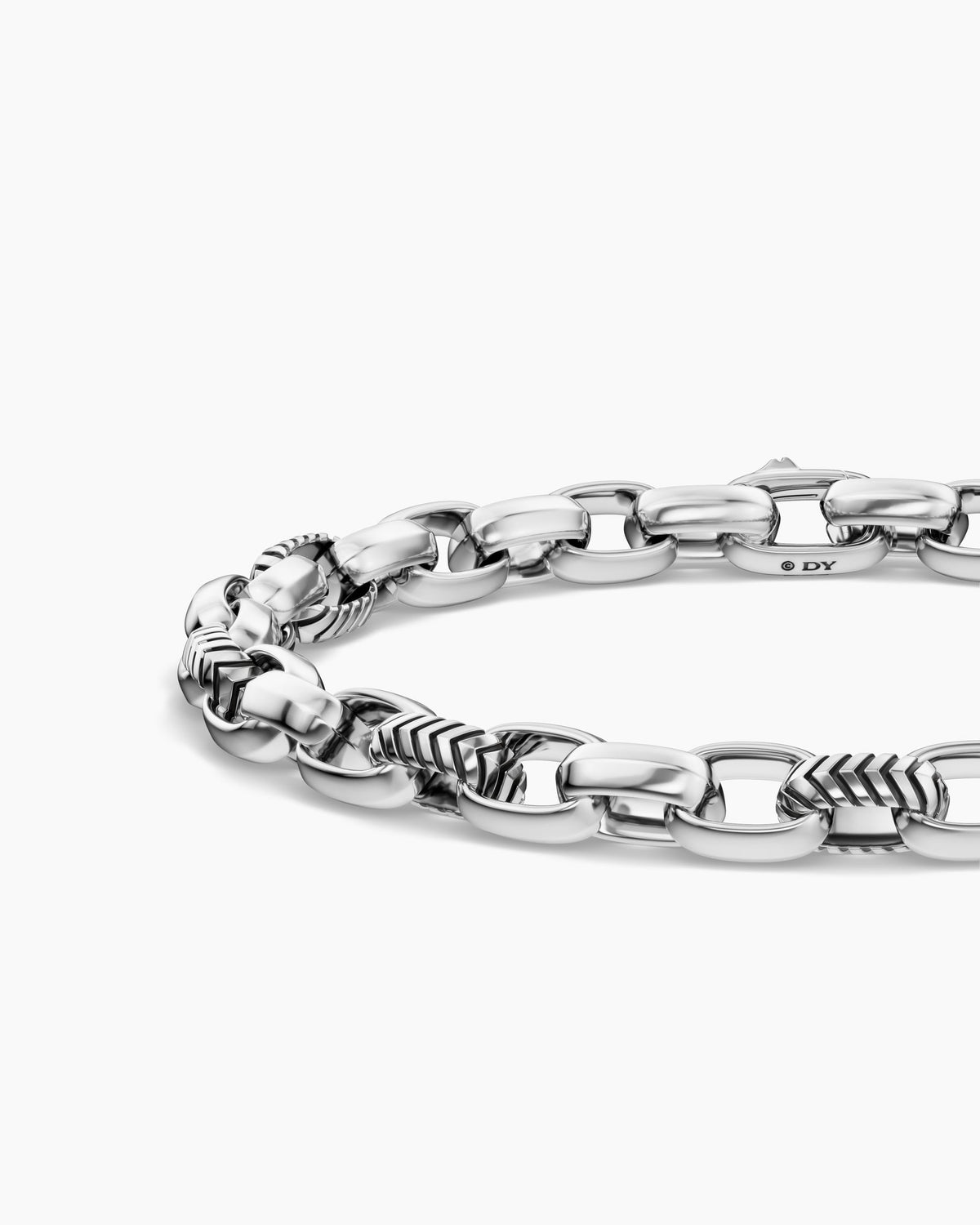 David Yurman Mens Chevron Oval Link Bracelet in Sterling Silver, 7mm David Yurman Men’s