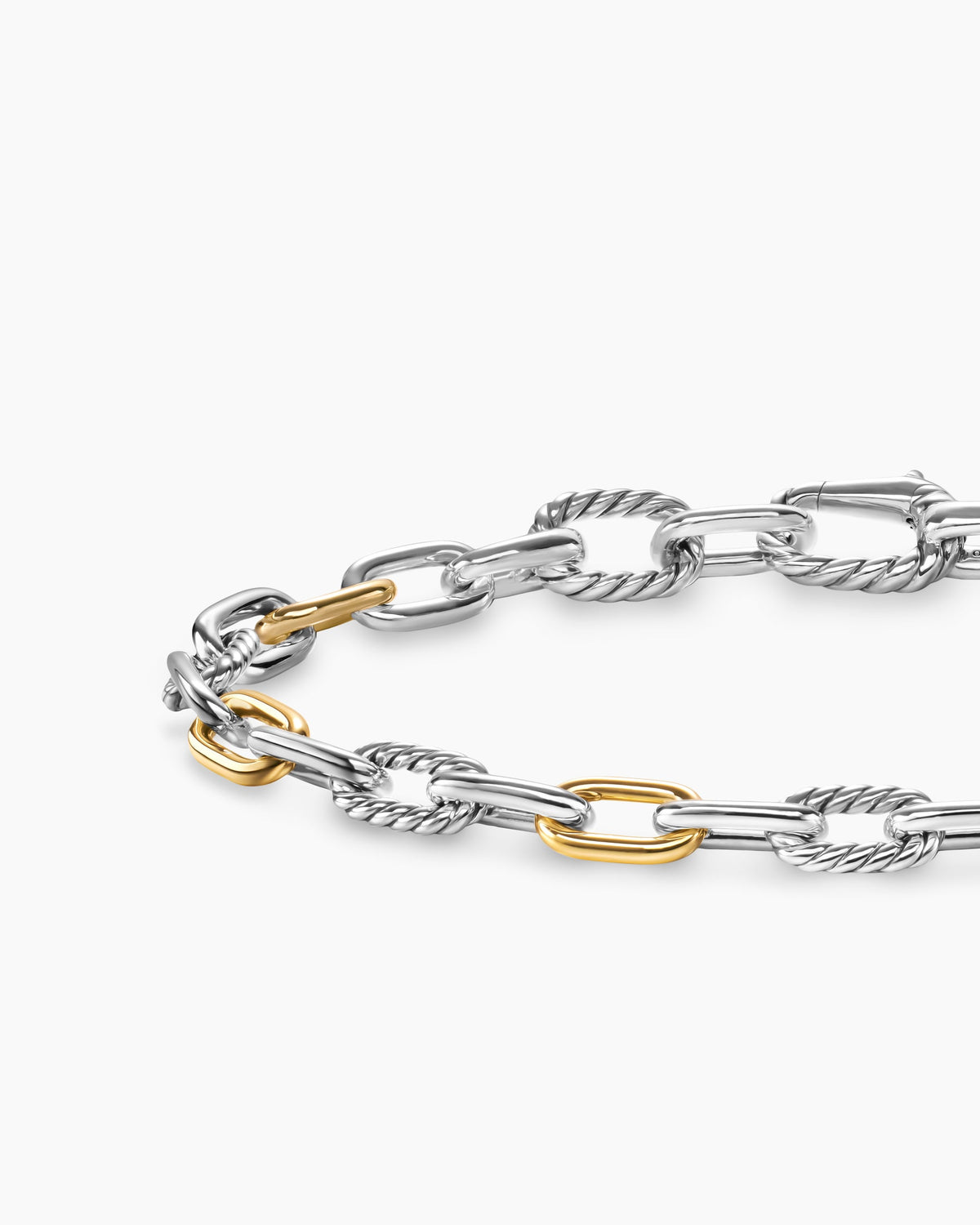 David Yurman Mens DY Madison Chain Bracelet in Sterling Silver with 18K Yellow Gold, 6mm David Yurman Men’s