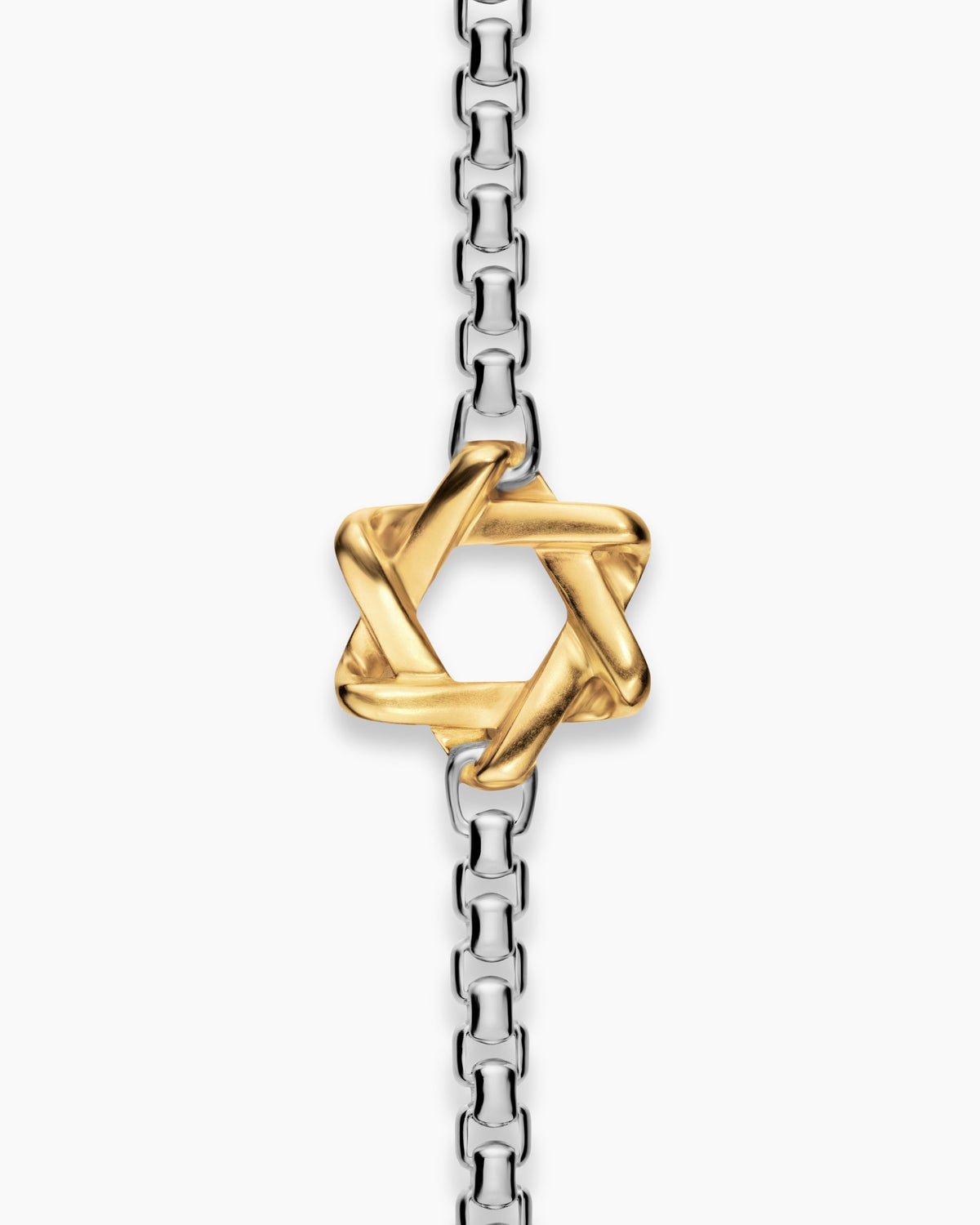 David Yurman Mens Star of David Station Necklace in Sterling Silver with 14K Yellow Gold, 3.6mm David Yurman Men’s