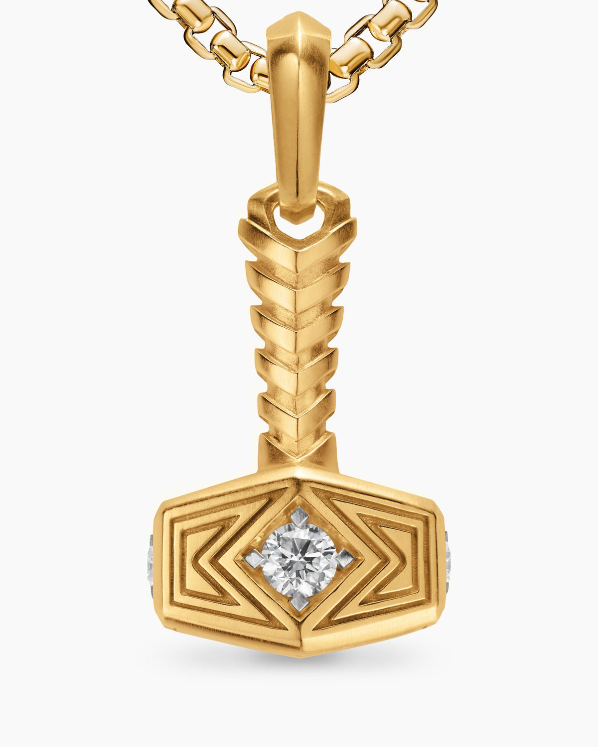 David Yurman Mens Thor Hammer Amulet in 18K Yellow Gold with Diamonds, 25mm David Yurman Men’s