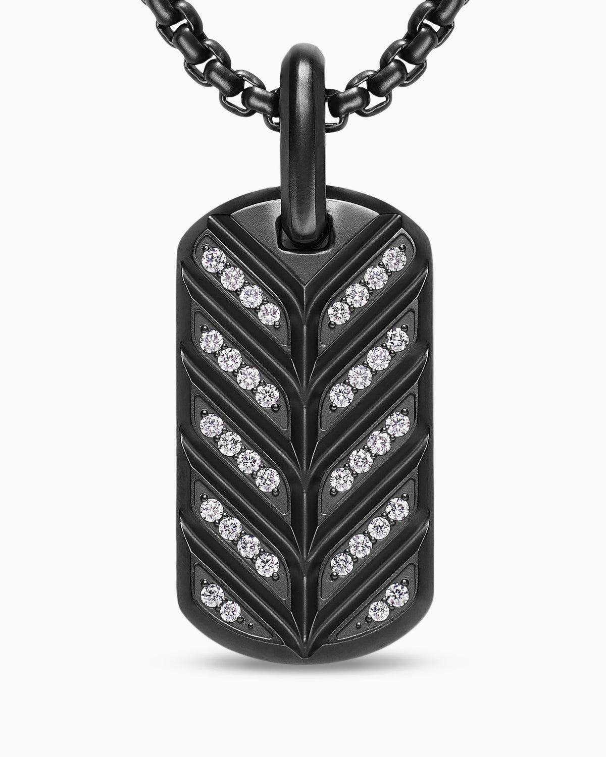 David Yurman Mens Chevron Fluorescent Tag in Black Titanium with Diamonds, 27mm David Yurman Men’s