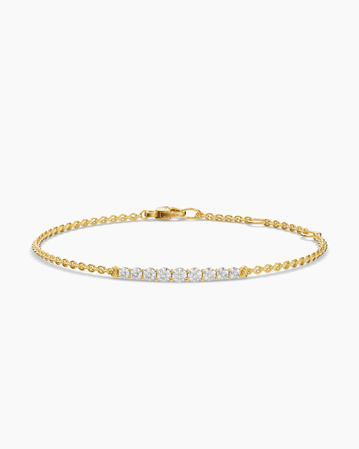 David Yurman Petite Pavé Tapered Bar Chain Bracelet in 18K Yellow Gold with Diamonds, 1.5mm David Yurman Women’s