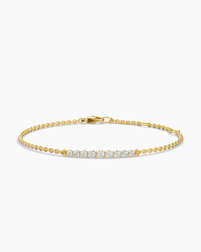 David Yurman Petite Pavé Tapered Bar Chain Bracelet in 18K Yellow Gold with Diamonds, 1.5mm David Yurman Women’s