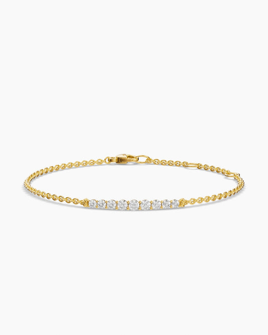 David Yurman Petite Pavé Tapered Bar Chain Bracelet in 18K Yellow Gold with Diamonds, 1.5mm David Yurman Women’s
