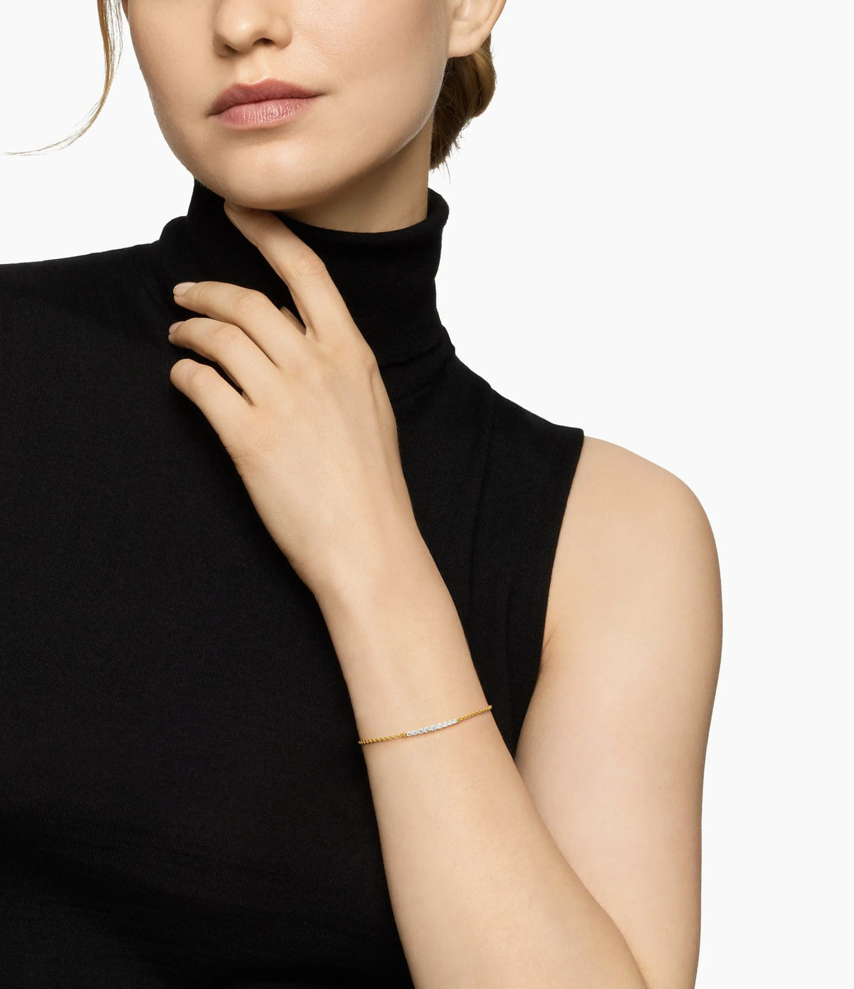 David Yurman Petite Pavé Tapered Bar Chain Bracelet in 18K Yellow Gold with Diamonds, 1.5mm David Yurman Women’s