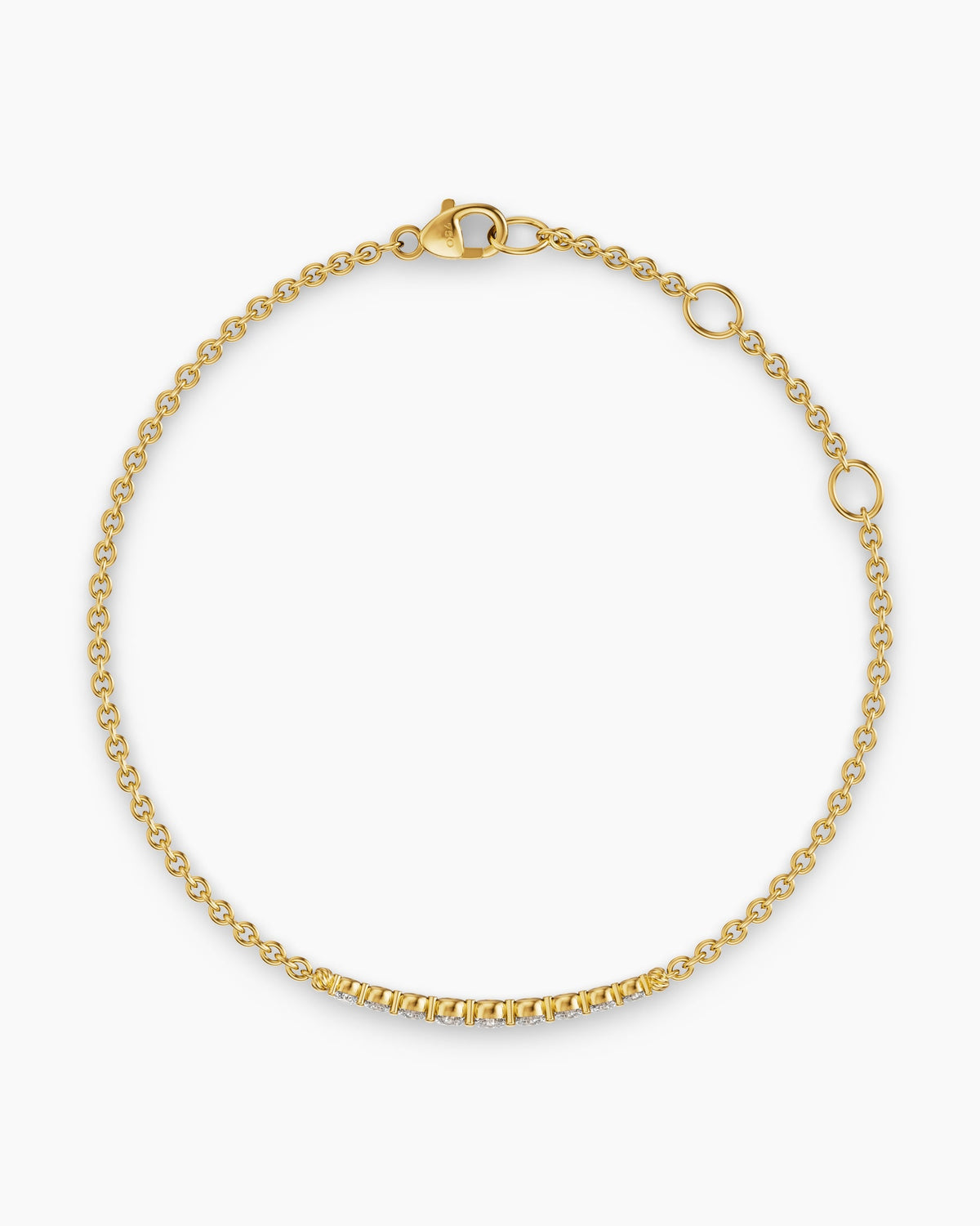 David Yurman Petite Pavé Tapered Bar Chain Bracelet in 18K Yellow Gold with Diamonds, 1.5mm David Yurman Women’s