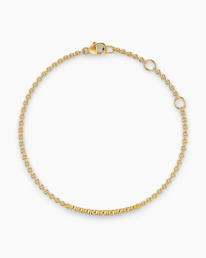 David Yurman Petite Pavé Tapered Bar Chain Bracelet in 18K Yellow Gold with Diamonds, 1.5mm David Yurman Women’s