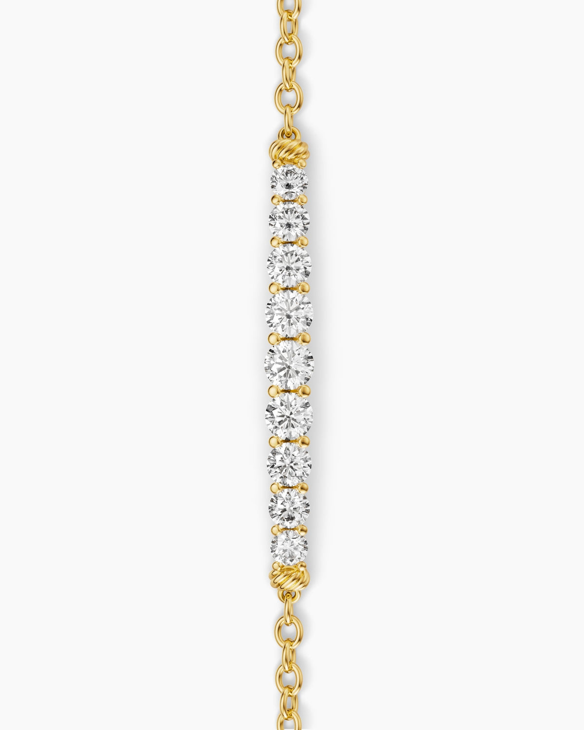 David Yurman Petite Pavé Tapered Bar Chain Bracelet in 18K Yellow Gold with Diamonds, 1.5mm David Yurman Women’s
