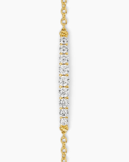 David Yurman Petite Pavé Tapered Bar Chain Bracelet in 18K Yellow Gold with Diamonds, 1.5mm David Yurman Women’s