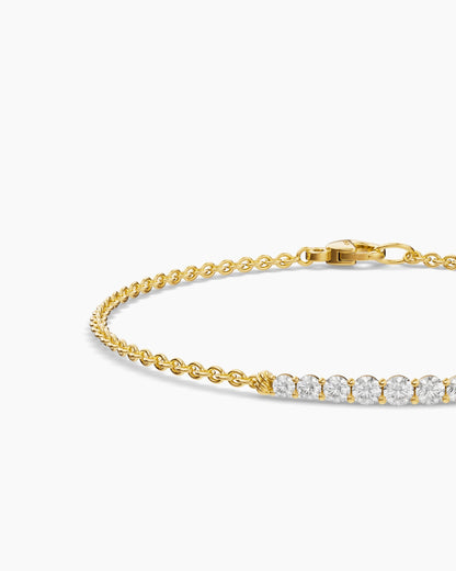 David Yurman Petite Pavé Tapered Bar Chain Bracelet in 18K Yellow Gold with Diamonds, 1.5mm David Yurman Women’s