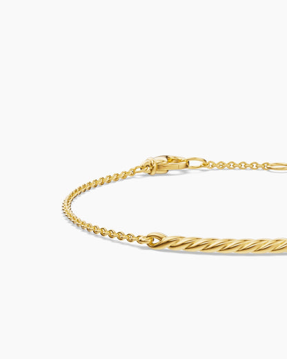 David Yurman Sculpted Cable Bar Chain Bracelet in 18K Yellow Gold, 2mm David Yurman Women’s