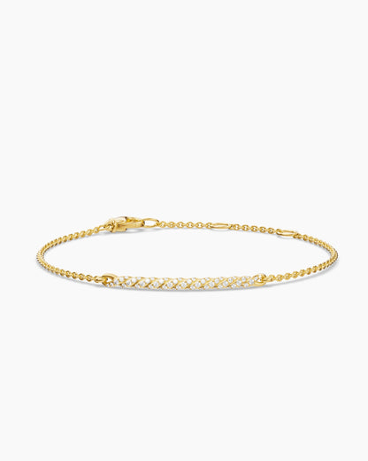 David Yurman Sculpted Cable Bar Chain Bracelet in 18K Yellow Gold with Diamonds, 2mm David Yurman Women’s