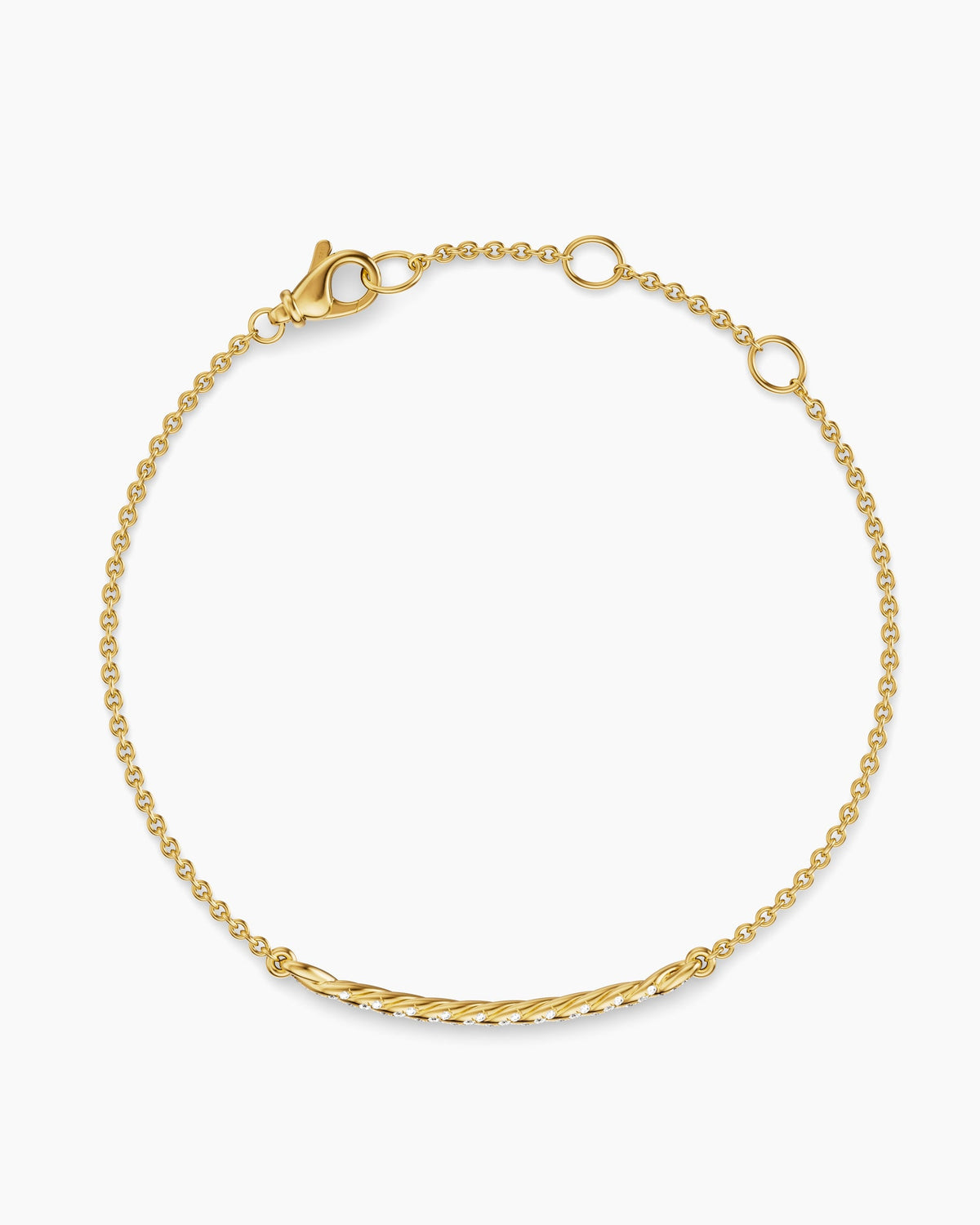 David Yurman Sculpted Cable Bar Chain Bracelet in 18K Yellow Gold with Diamonds, 2mm David Yurman Women’s