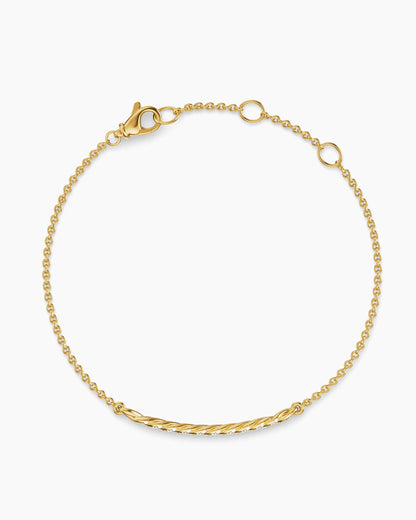 David Yurman Sculpted Cable Bar Chain Bracelet in 18K Yellow Gold with Diamonds, 2mm David Yurman Women’s
