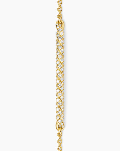David Yurman Sculpted Cable Bar Chain Bracelet in 18K Yellow Gold with Diamonds, 2mm David Yurman Women’s