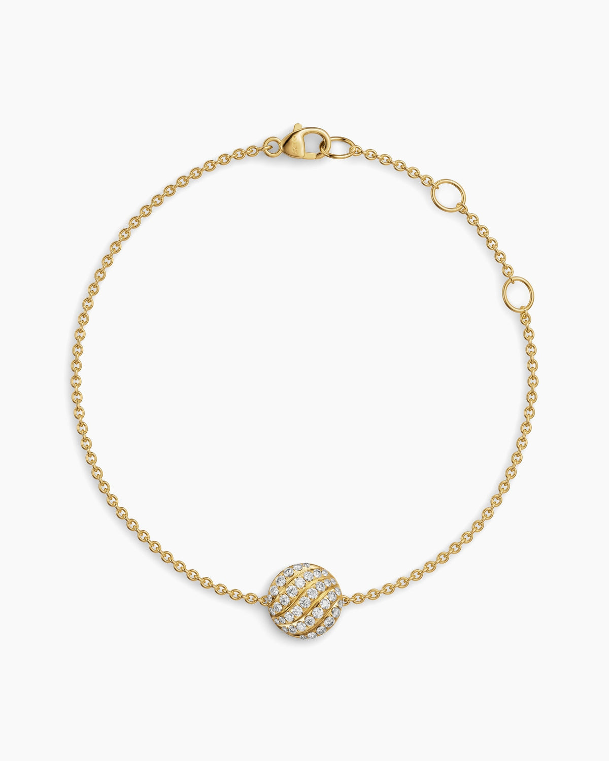 David Yurman Sculpted Cable Center Station Chain Bracelet in 18K Yellow Gold with Diamonds, 10mm David Yurman Women’s