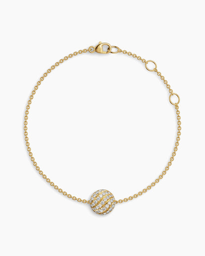 David Yurman Sculpted Cable Center Station Chain Bracelet in 18K Yellow Gold with Diamonds, 10mm David Yurman Women’s