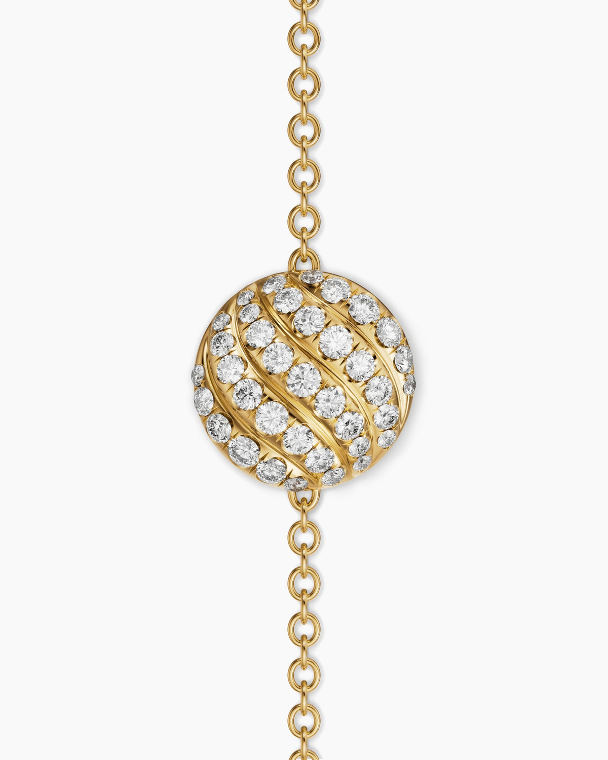 David Yurman Sculpted Cable Center Station Chain Bracelet in 18K Yellow Gold with Diamonds, 10mm David Yurman Women’s