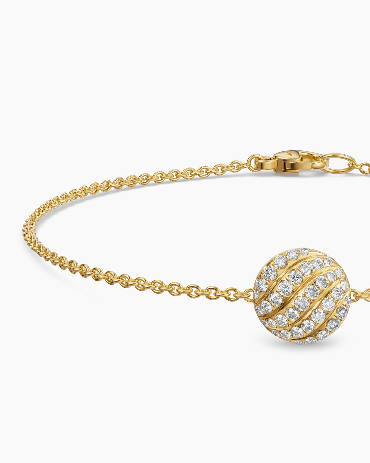 David Yurman Sculpted Cable Center Station Chain Bracelet in 18K Yellow Gold with Diamonds, 10mm David Yurman Women’s