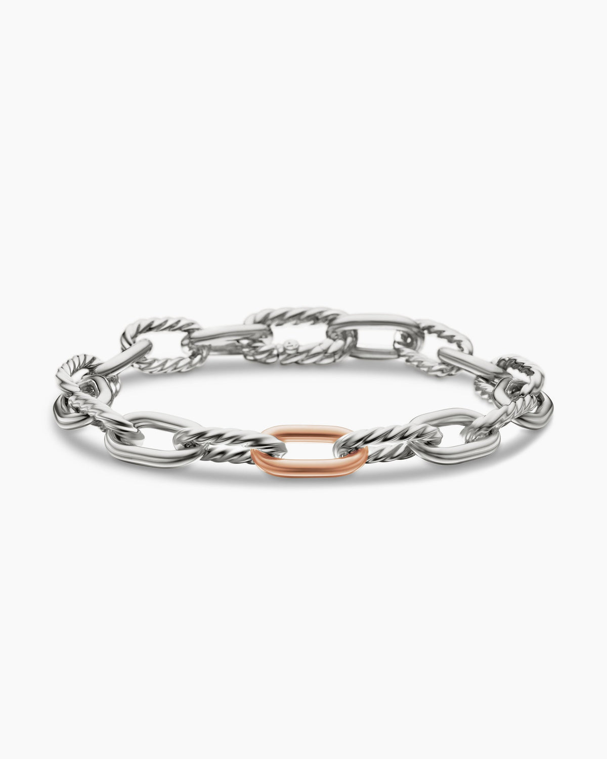 David Yurman DY Madison Chain Bracelet in Sterling Silver with 18K Rose Gold, 8.5mm David Yurman Women’s