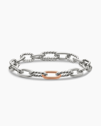 David Yurman DY Madison Chain Bracelet in Sterling Silver with 18K Rose Gold, 8.5mm David Yurman Women’s