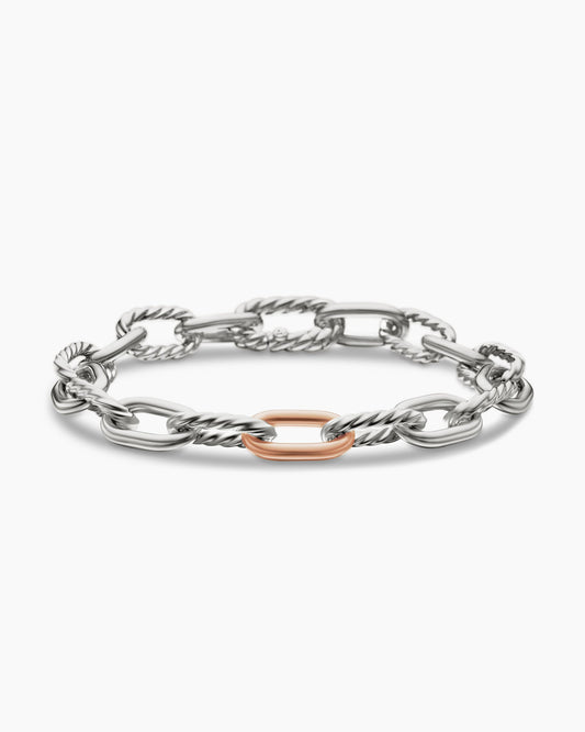 David Yurman DY Madison Chain Bracelet in Sterling Silver with 18K Rose Gold, 8.5mm David Yurman Women’s