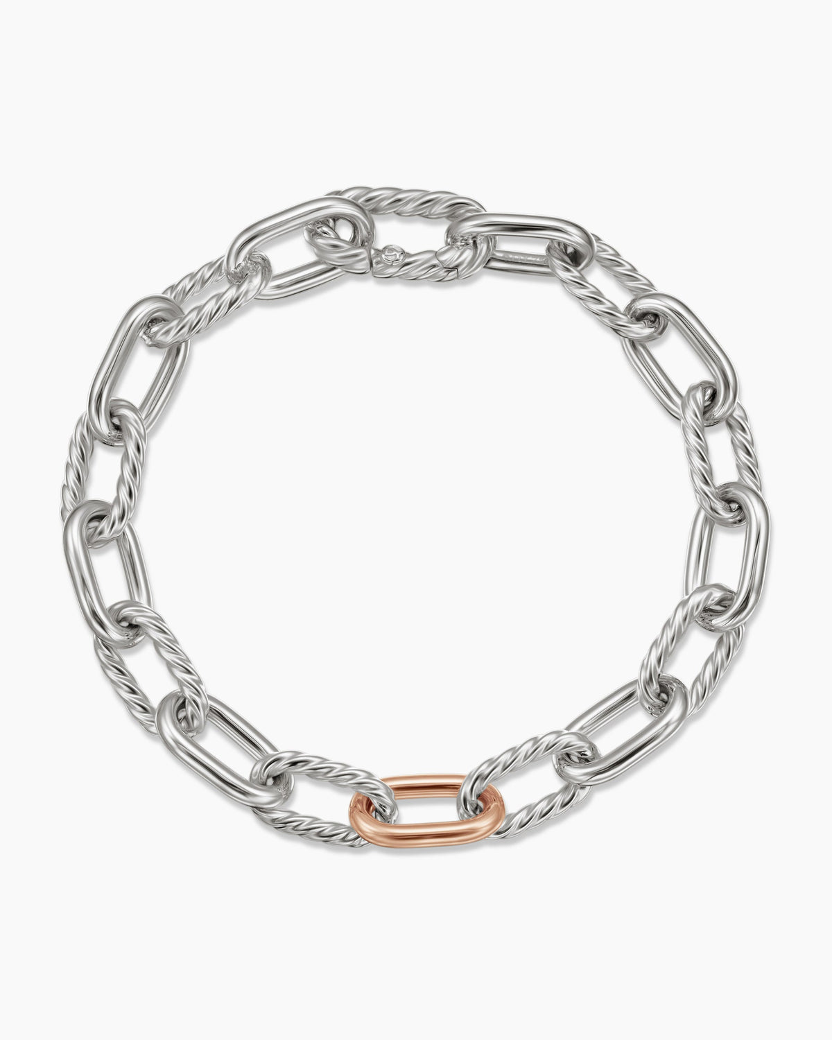 David Yurman DY Madison Chain Bracelet in Sterling Silver with 18K Rose Gold, 8.5mm David Yurman Women’s