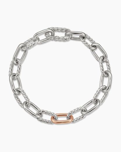 David Yurman DY Madison Chain Bracelet in Sterling Silver with 18K Rose Gold, 8.5mm David Yurman Women’s