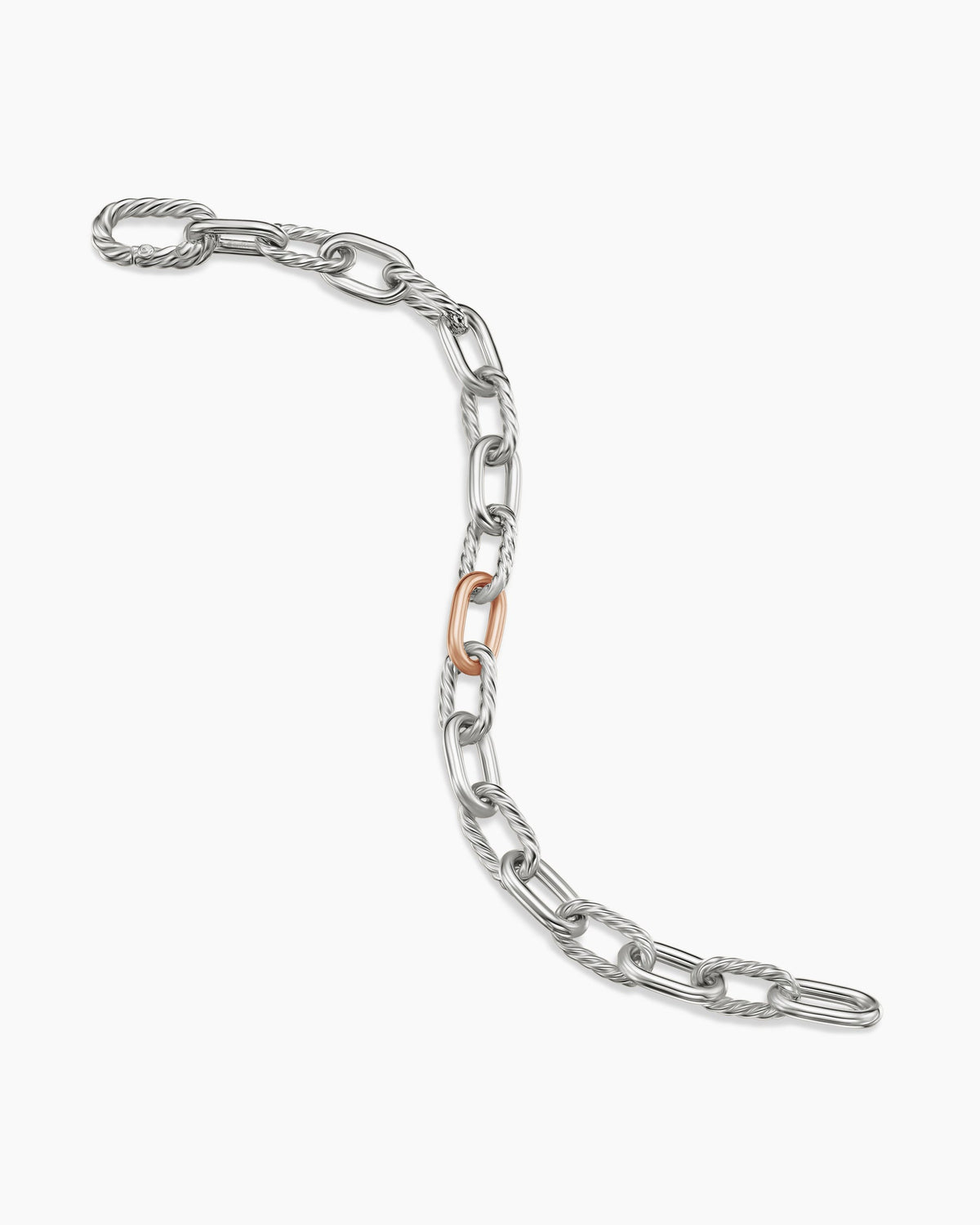 David Yurman DY Madison Chain Bracelet in Sterling Silver with 18K Rose Gold, 8.5mm David Yurman Women’s