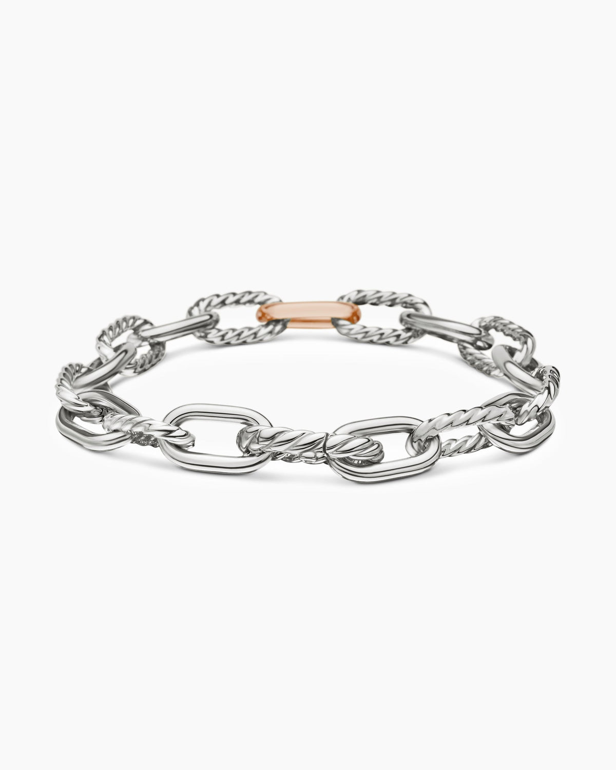 David Yurman DY Madison Chain Bracelet in Sterling Silver with 18K Rose Gold, 8.5mm David Yurman Women’s