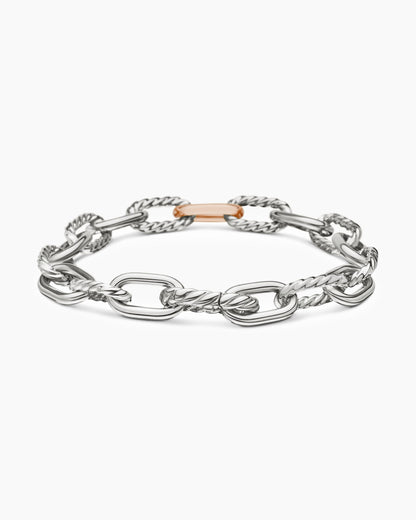 David Yurman DY Madison Chain Bracelet in Sterling Silver with 18K Rose Gold, 8.5mm David Yurman Women’s