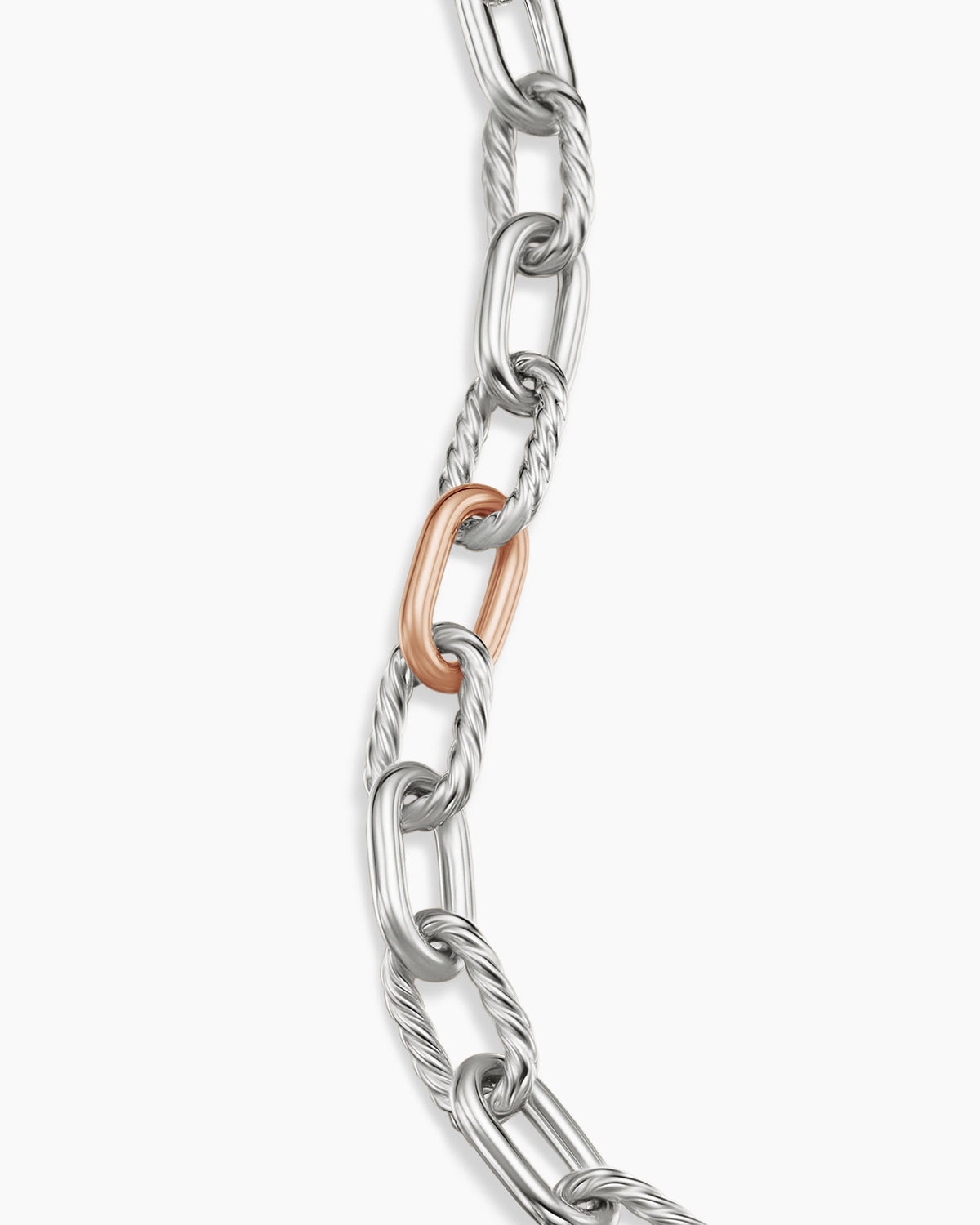 David Yurman DY Madison Chain Bracelet in Sterling Silver with 18K Rose Gold, 8.5mm David Yurman Women’s