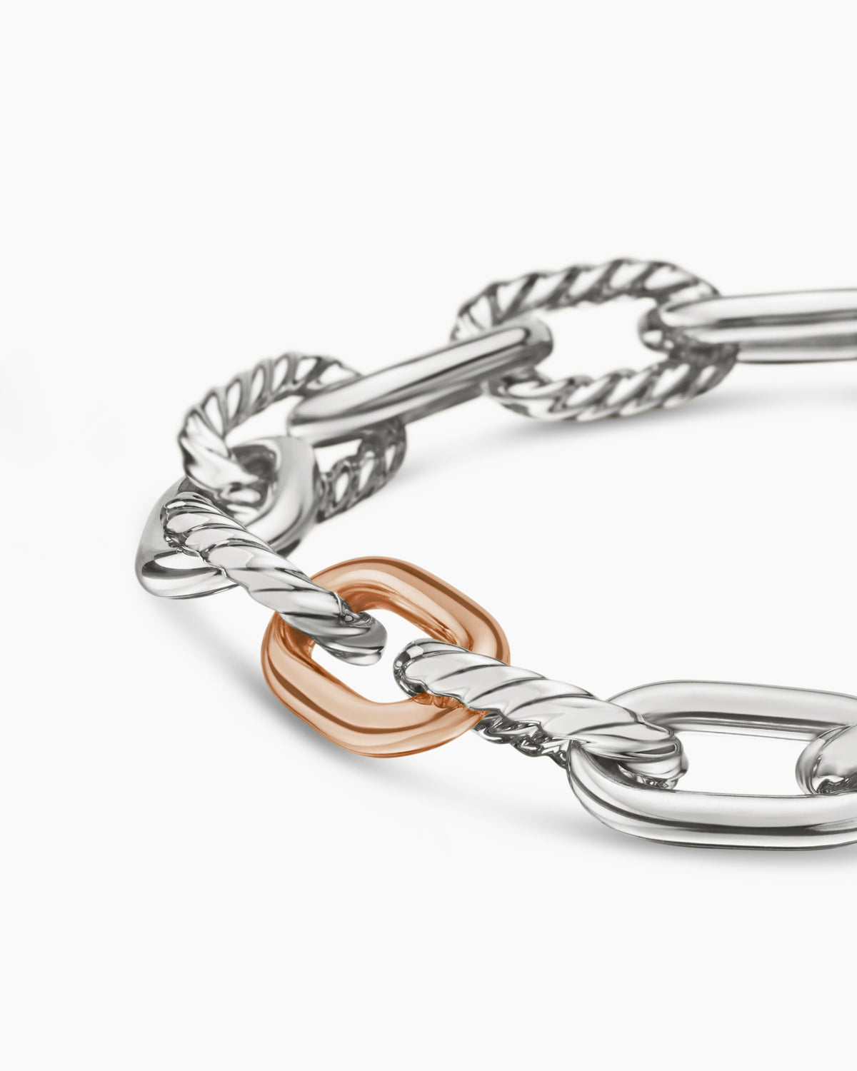 David Yurman DY Madison Chain Bracelet in Sterling Silver with 18K Rose Gold, 8.5mm David Yurman Women’s