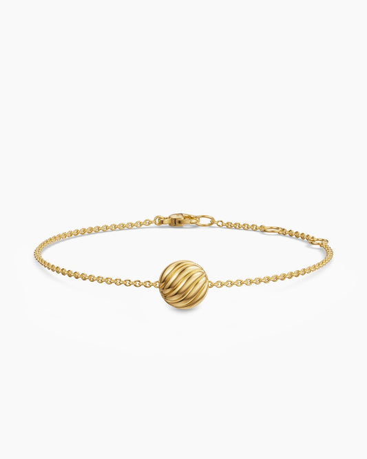 David Yurman Sculpted Cable Center Station Chain Bracelet in 18K Yellow Gold, 10mm David Yurman Women’s