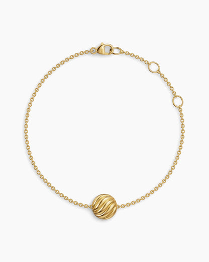 David Yurman Sculpted Cable Center Station Chain Bracelet in 18K Yellow Gold, 10mm David Yurman Women’s