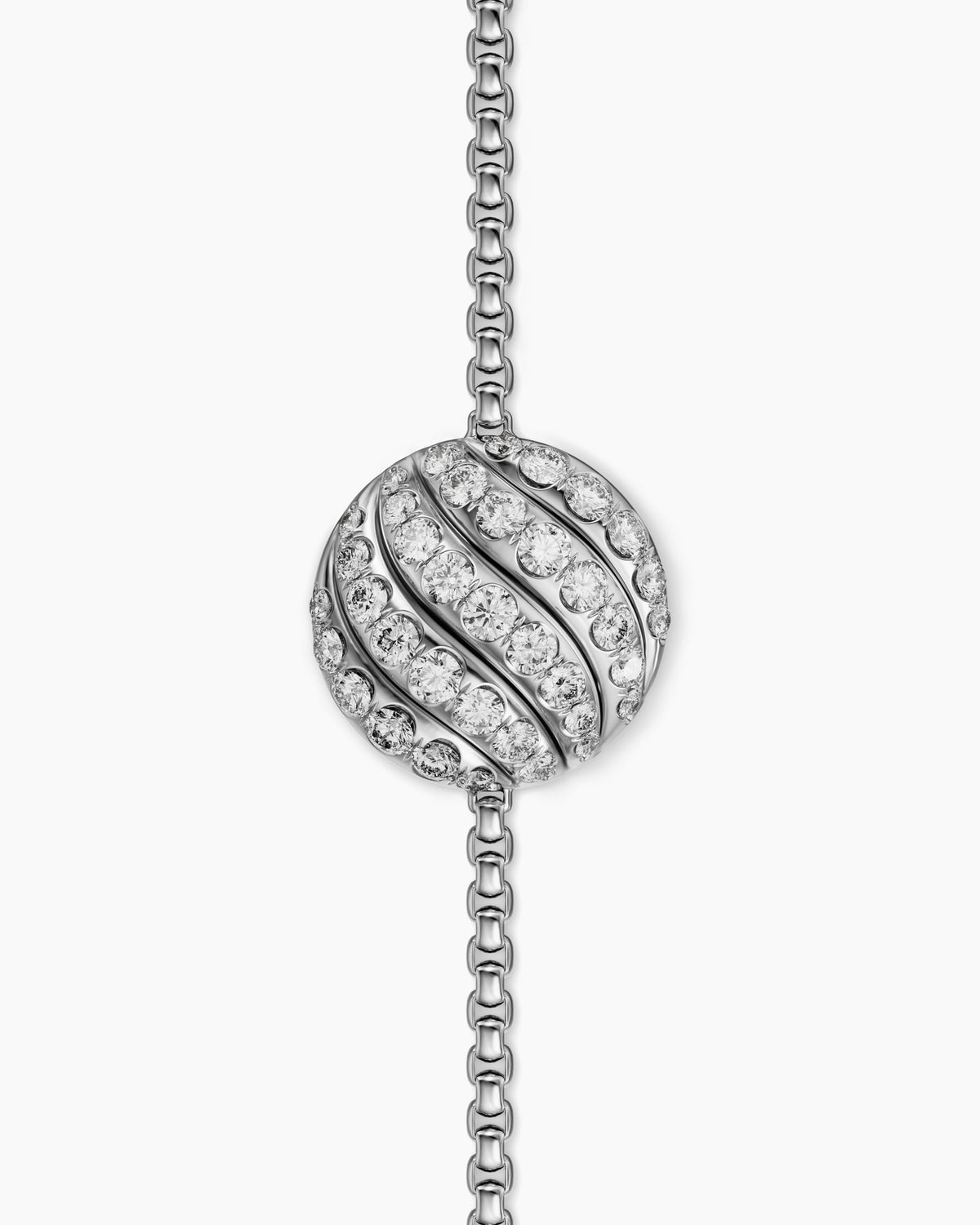 David Yurman Sculpted Cable Center Station Chain Bracelet in Sterling Silver with Diamonds, 10mm David Yurman Women’s