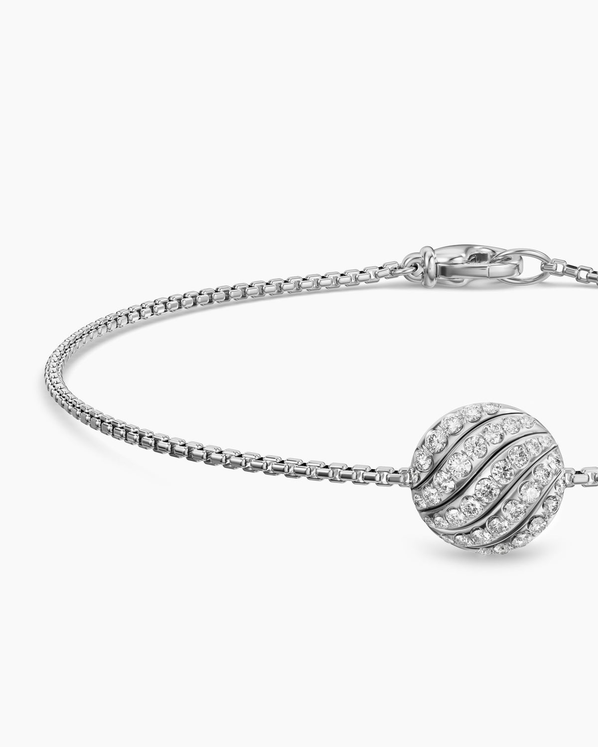 David Yurman Sculpted Cable Center Station Chain Bracelet in Sterling Silver with Diamonds, 10mm David Yurman Women’s